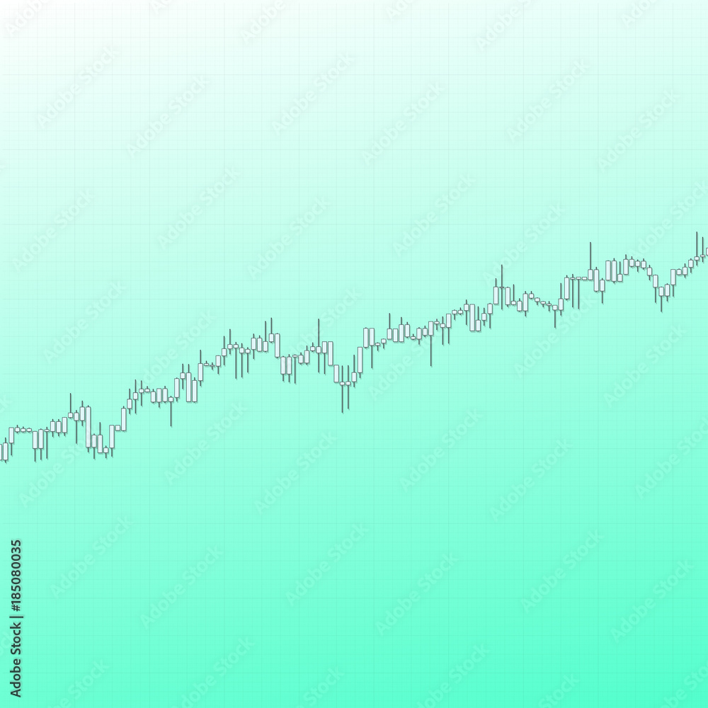 Market chart trend up with long shadows on light background. 3D illustration
