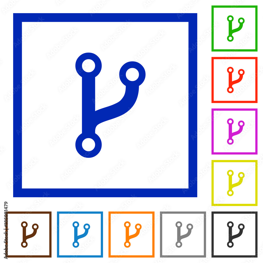Code fork flat framed icons Code fork flat framed icons