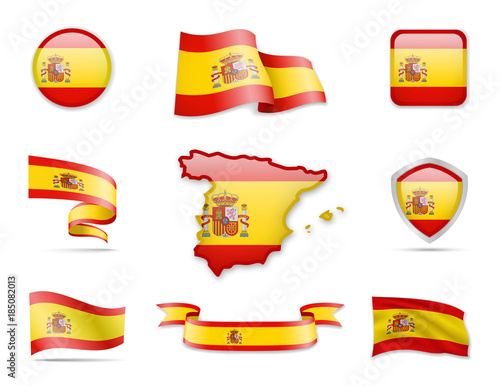 Spain Flag Collection. Vector illustration. Flag Set
