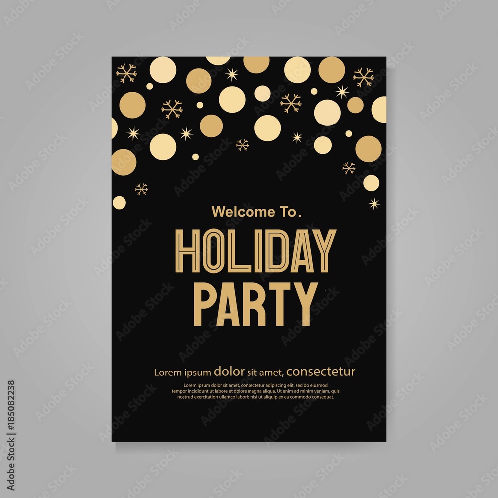 Vector illustration  design for holiday party and happy new year party invitation flyer and greeting card  template - obrazy, fototapety, plakaty 