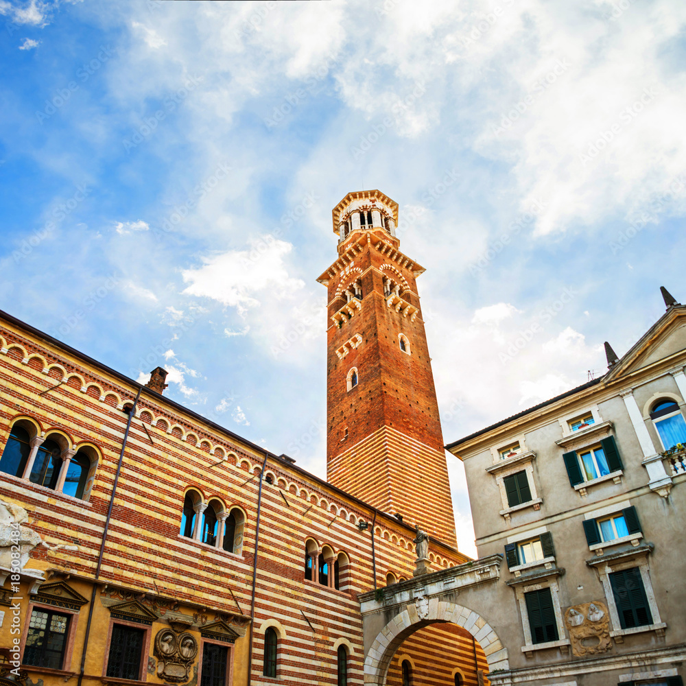 Lamberti Tower - famous landmark in Verona, Italy