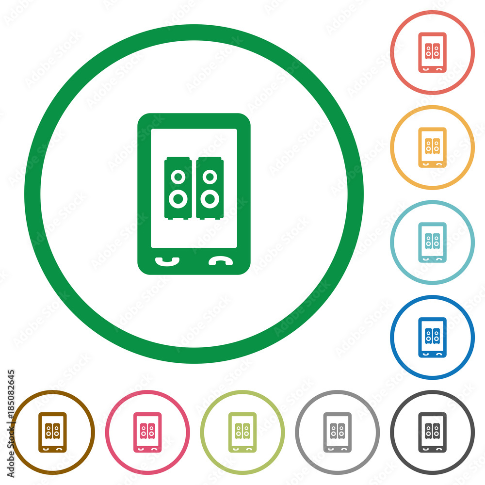 Mobile speakerphone flat icons with outlines Mobile speakerphone flat icons with outlines