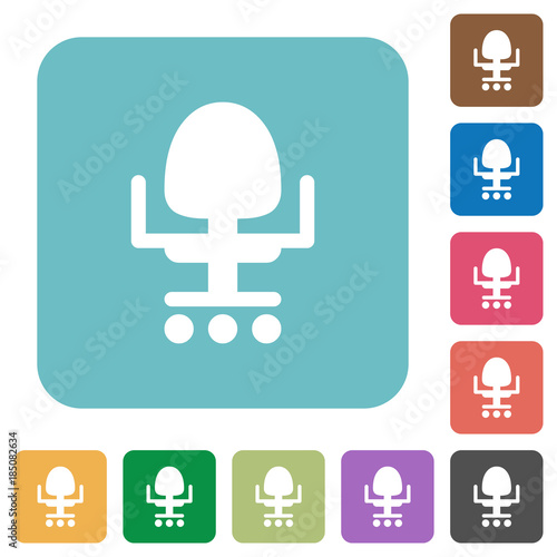 Office chair rounded square flat icons