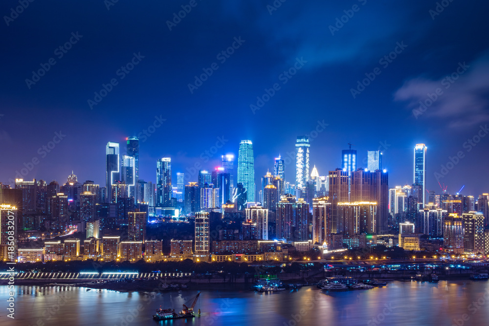 Night view of Chongqing urban architecture,China Night view of Chongqing urban architecture,China