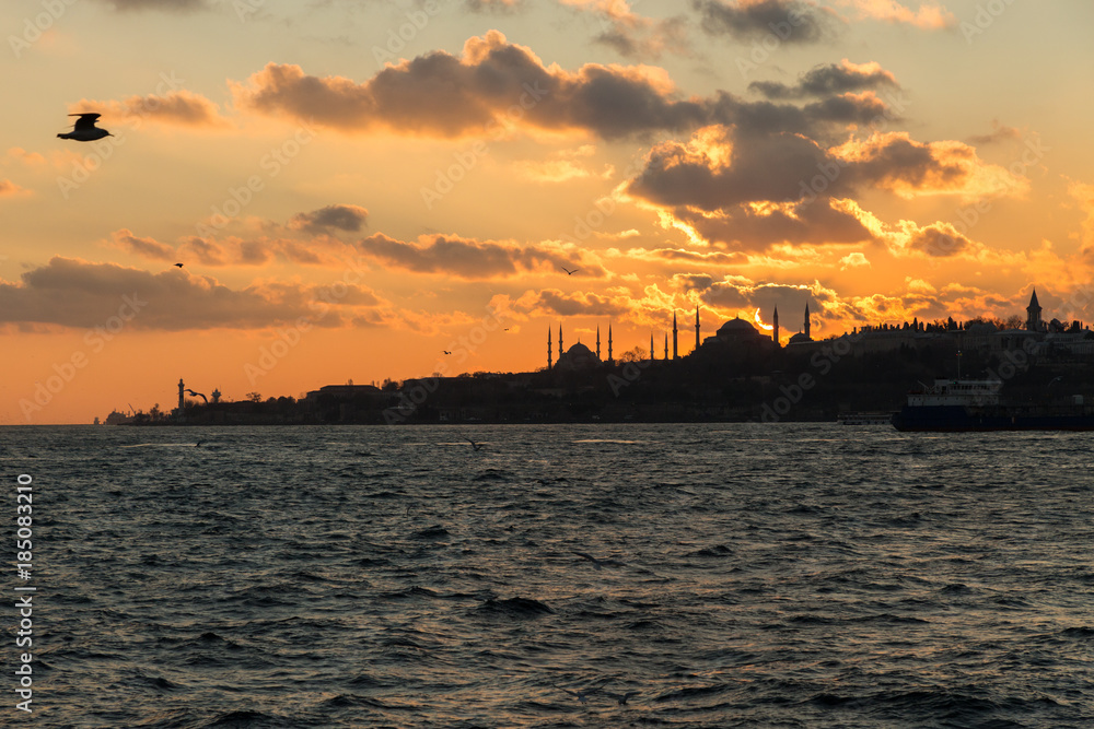 skyline of Istanbul at sunset