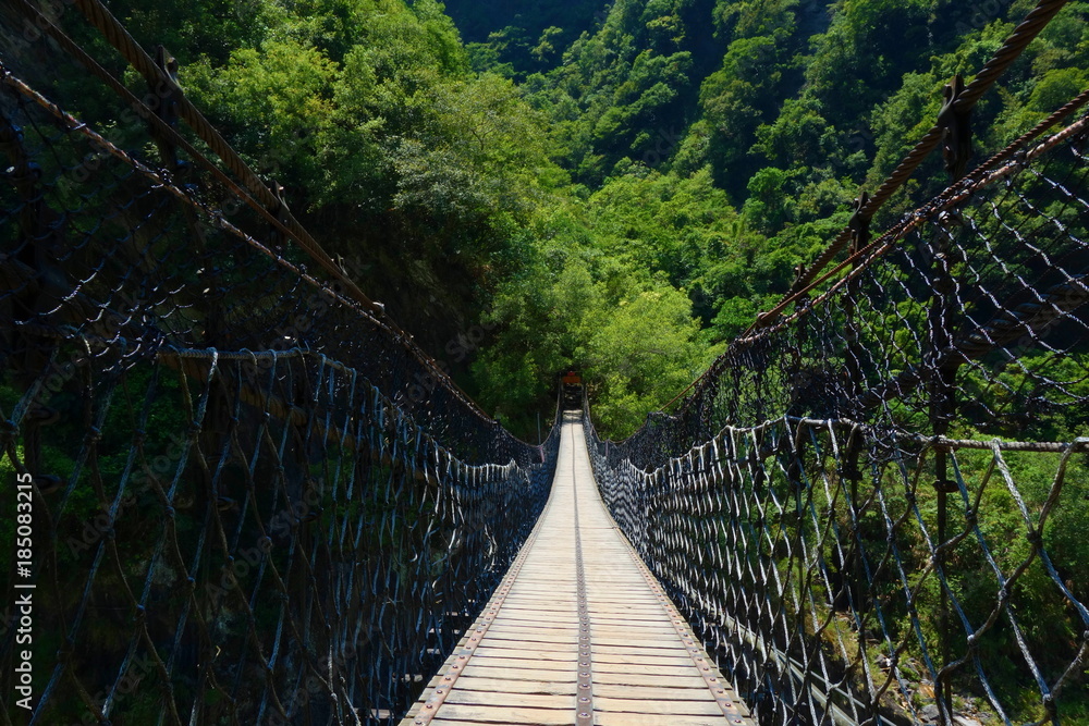 Hanging bridge in Taroko National Park, Hualien, Taiwan