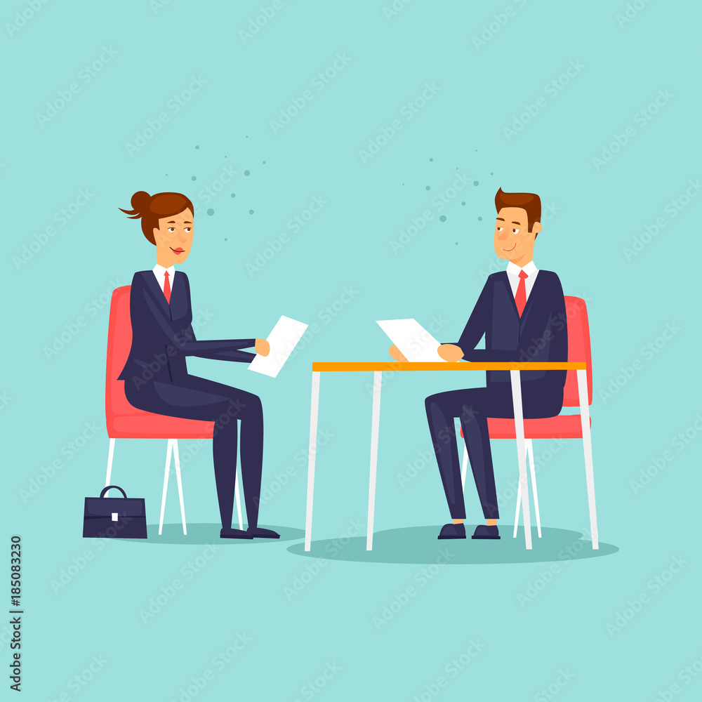 Interview For A New Job Flat Design Vector Illustration Stock Vector