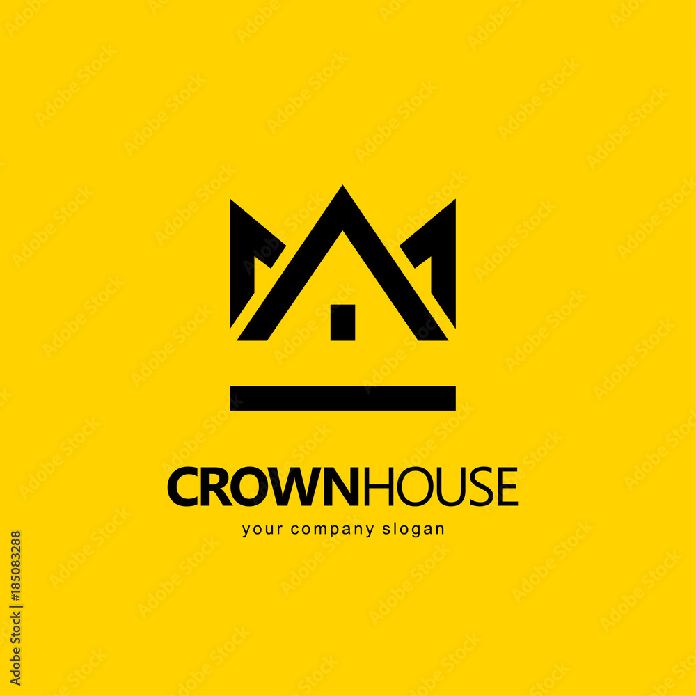 Obraz premium Vector design element. Real estate. House icon. Crown House logo