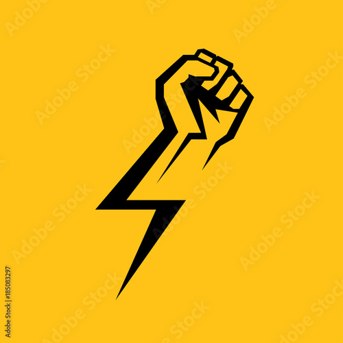 Fist male hand, proletarian protest symbol. Power sign photo