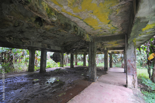 Remains of Japanese military buildings on Eten island in the Truk Lagoon 
