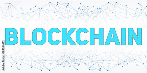 Abstract Digital background of Blockchain Technology. Molecules and blocks are connected. Vector Illustration.