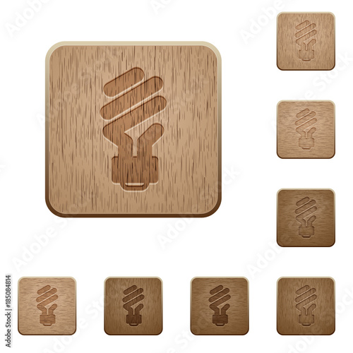 Energy saving fluorescent light bulb wooden buttons