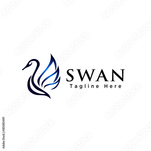 Fototapeta Naklejka Na Ścianę i Meble -  Line art flying swan logo