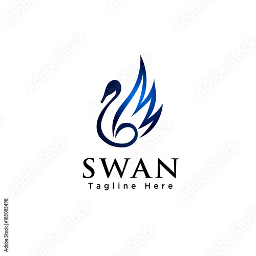 Line art abstract swan logo