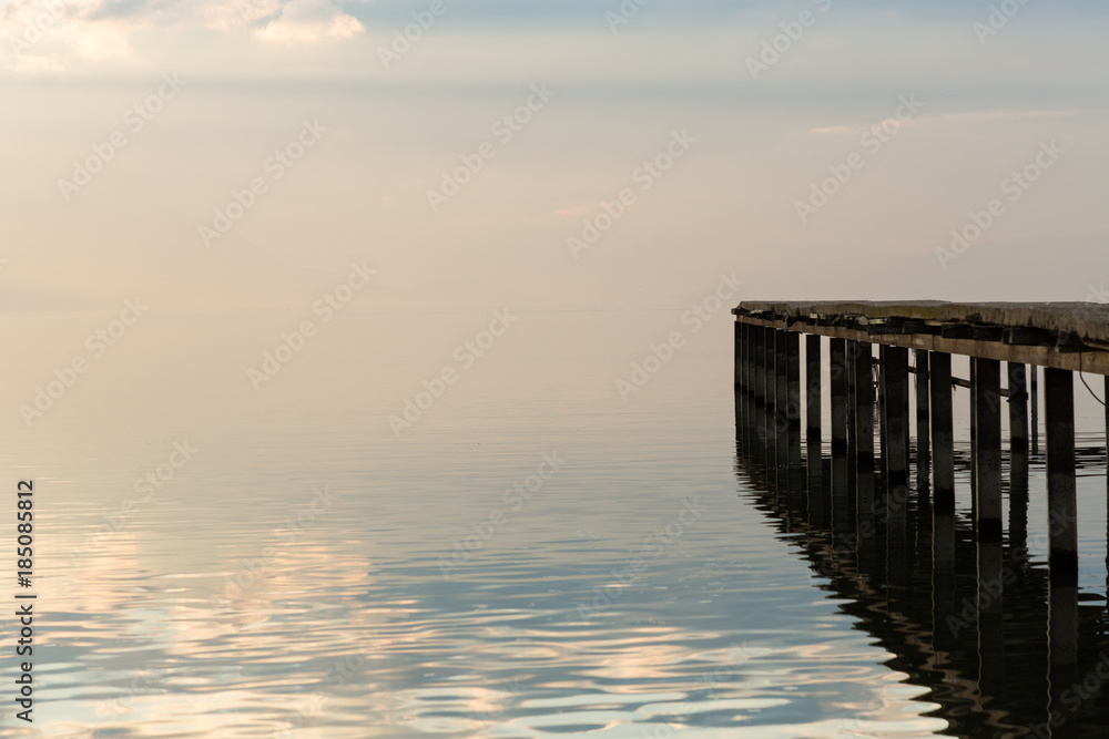sunset on a quiet and still Lake Iznik, Iznik, Turkey sunset on a quiet and still Lake Iznik, Iznik, Turkey
