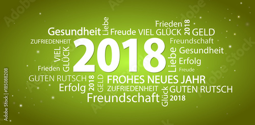 word cloud with new year 2018 greetings