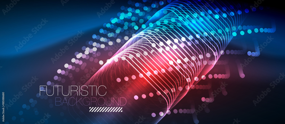 Neon glowing techno lines Neon glowing techno lines