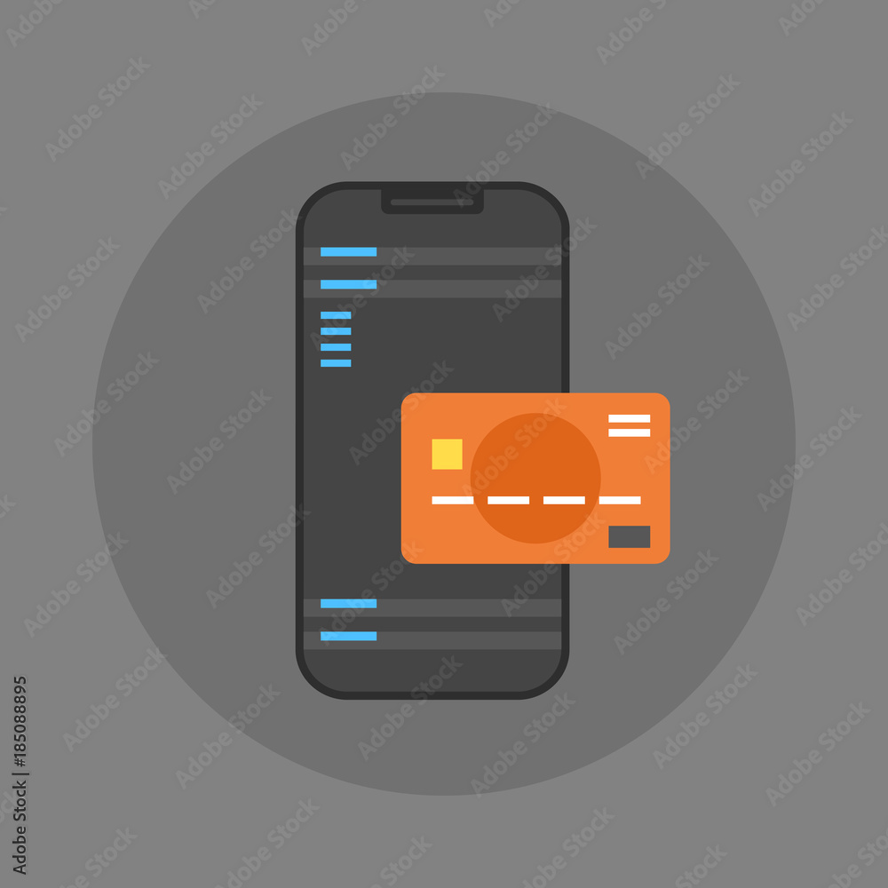 Mobile Payment Icon Cell Smart Phone And Credit Card Flat Vector Illustration Mobile Payment Icon Cell Smart Phone And Credit Card Flat Vector Illustration