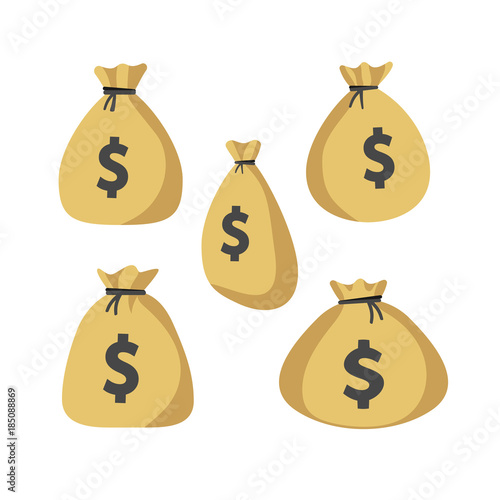 Moneybag icon set. Collection of money bag iscons