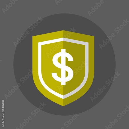 Shield With Dollar Sign Iocn Money Security Concept Flat Vector Illustration