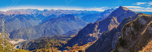 Mountain ranges on a clear autumn day