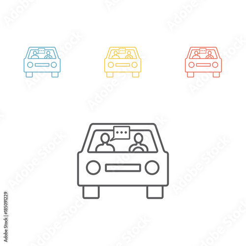 Driving by car. Communication on the road. Vector illustration