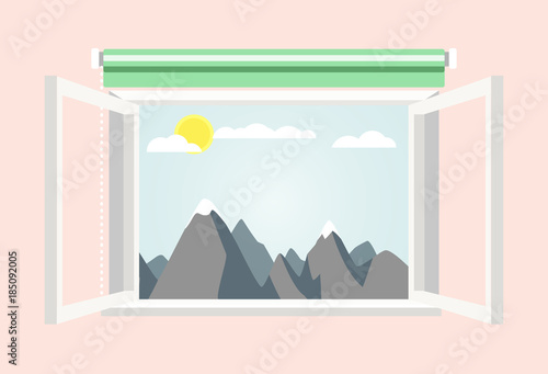 offenes Fenster Flat Design