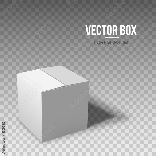 Closed white box on a transparent background. Top view. Vector illustration