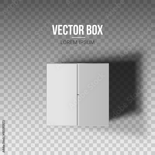 Closed white box on a transparent background. Top view. Vector illustration