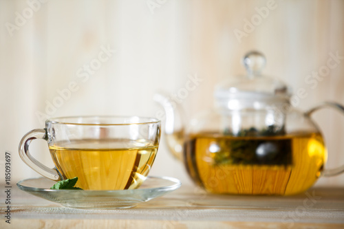 Hot herbal healthy tea with ingredients
