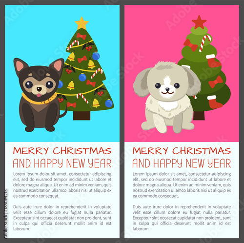Merry Christmas Set of Dogs Vector Illustration © robu_s