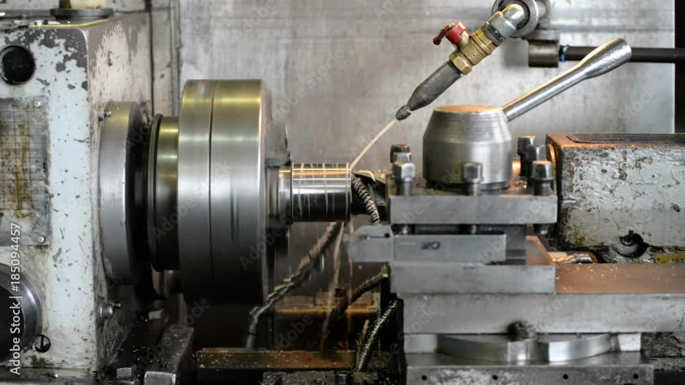 Drilling a deep hole of large diameter. When drilling, a lubricating-cooling liquid is supplied. Drilling a deep hole of large diameter. When drilling, a lubricating-cooling liquid is supplied.