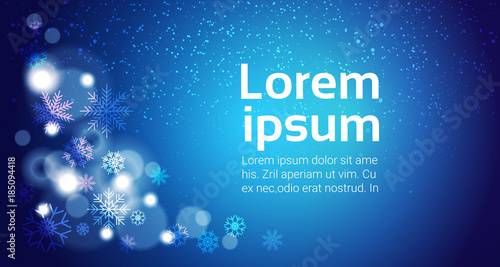 Winter Holidays Background Banner With Copy Space Blue Snowflakes Glittering Vector Illustration