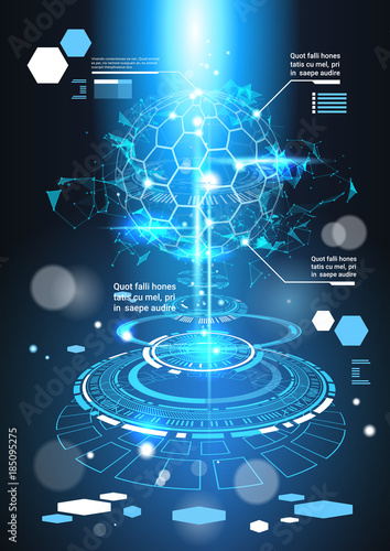 Infographic Elements Futuristic Template Banner With Copy Space Tech Abstract Background Charts And Graph Vector Illustration