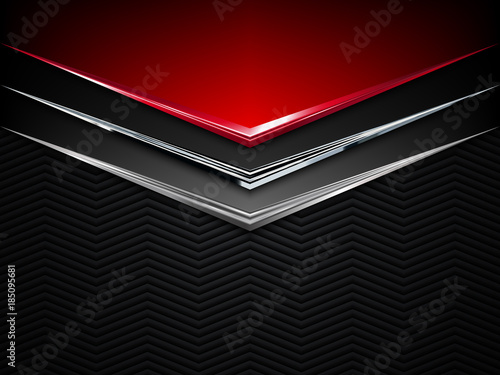 Black and red metal background. Vector metallic banner. Abstract technology background