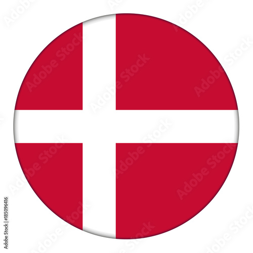 Flag of Denmark, icon. Realistic color. Abstract concept. Vector illustration on white background.
