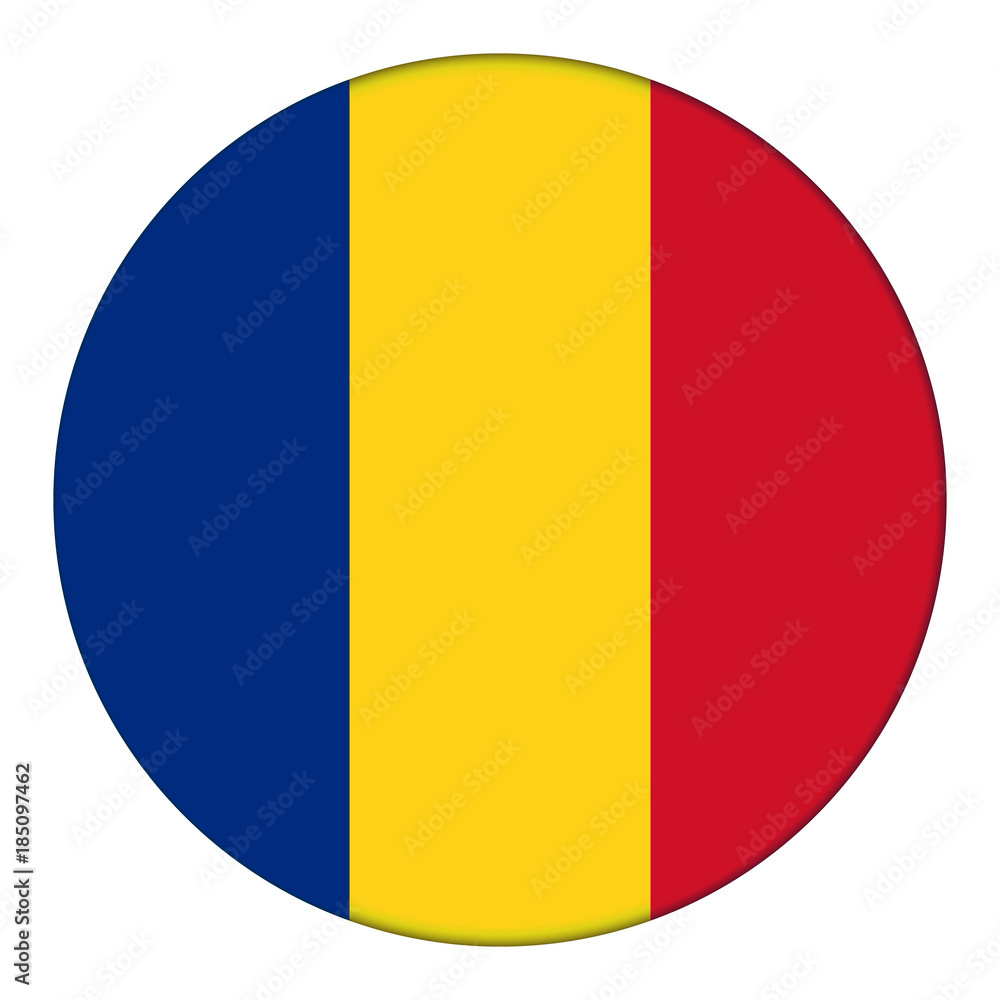 Flag of Romania, icon. Realistic color. Abstract concept. Vector illustration on white background.