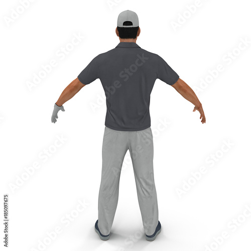Golf Player in a gray shirt on a white. 3D illustration © 2dmolier