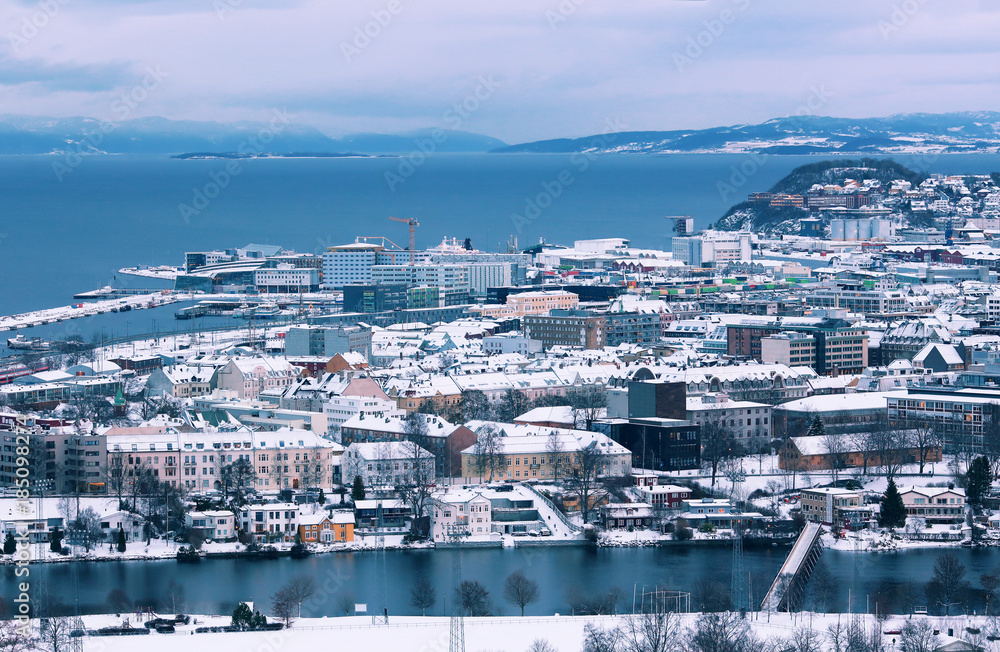 Aerial view of the Norwegian city Trondheim 