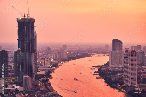Bangkok during amazing sunset