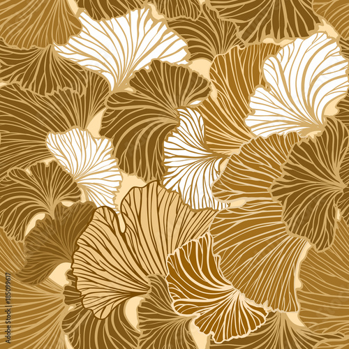 Ginkgo leaves vector seamless pattern