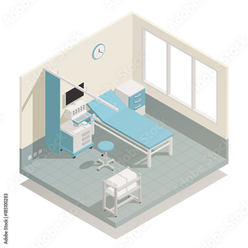 Hospital Medical Equipment Isometric Composition