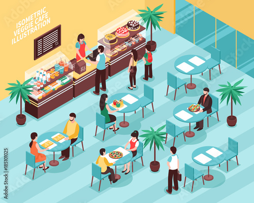  Veggie Cafe Isometric Illustration