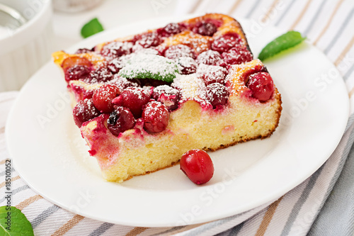 Cottage cheese casserole with cherries