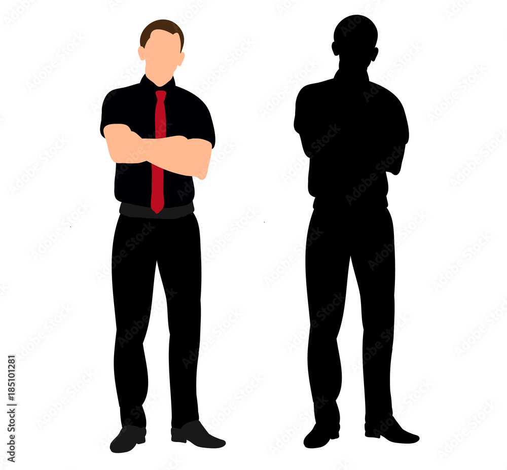 silhouette man in a tie is