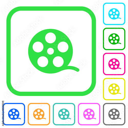 Movie roll vivid colored flat icons icons