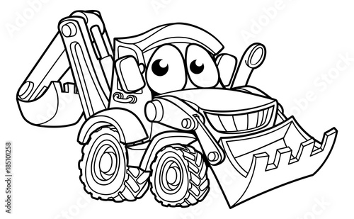 Bulldozer Digger Cartoon Character