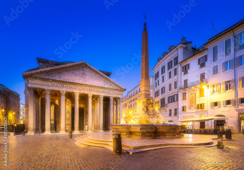 View of Pantheon and Rotonda square. Rome  Italy