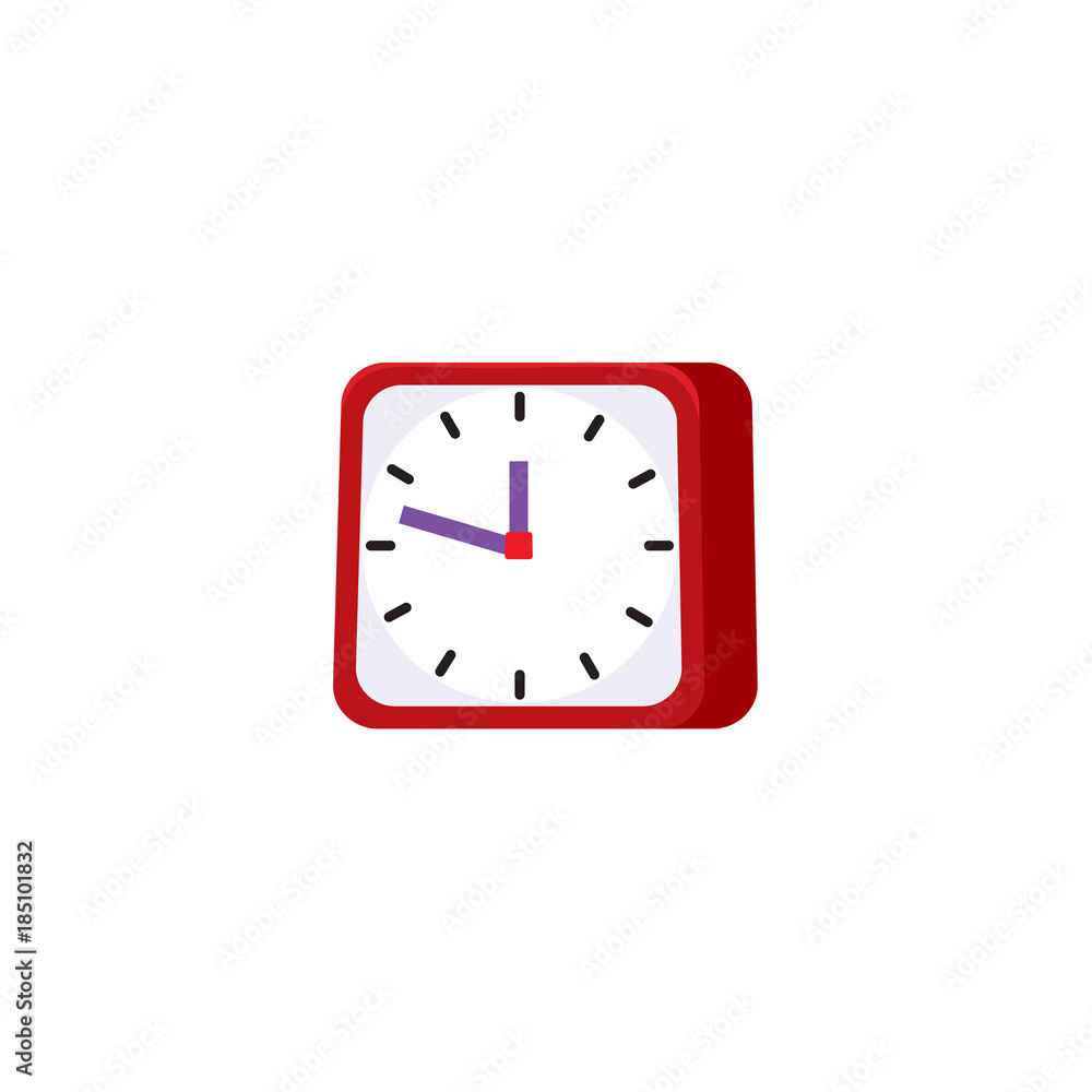 vector flat analog square table red simple modern alarm clock icon for your design. Isolated illustration on a white background. vector flat analog square table red simple modern alarm clock icon for your design. Isolated illustration on a white background.