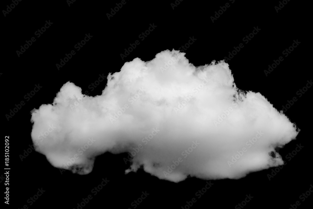 White cloud isolated on black background, Black sky and single white cloud White cloud isolated on black background, Black sky and single white cloud